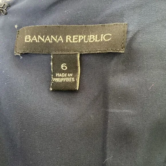 Banana Republic Wide Leg Cropped Jumpsuit Women’s 6 Navy Blue White Square Neckl - Picture 11 of 12